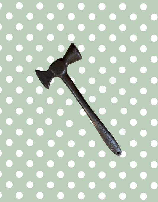 Full length solid iron antique toffee hammer