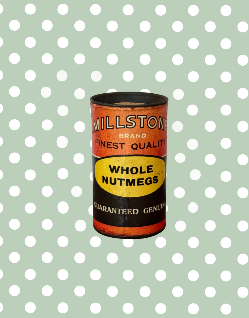 Vintage Millstone Spice Tin with Nutmeg Grater Lid Advertising Ephemera