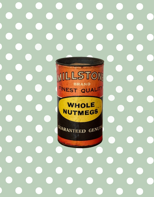 Vintage Millstone Spice Tin with Nutmeg Grater Lid Advertising Ephemera