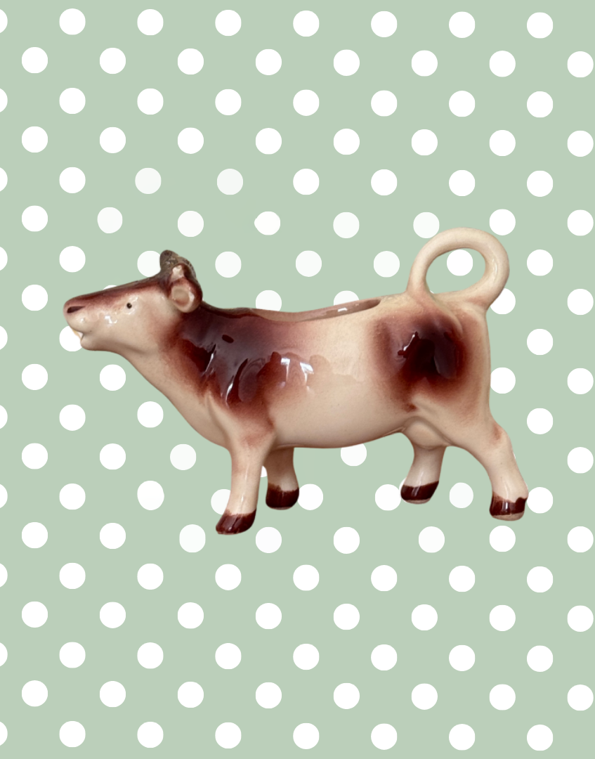 Mid-Century West German Cow Creamer with Brown Patchwork 