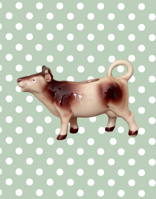 Mid-Century West German Cow Creamer with Brown Patchwork 