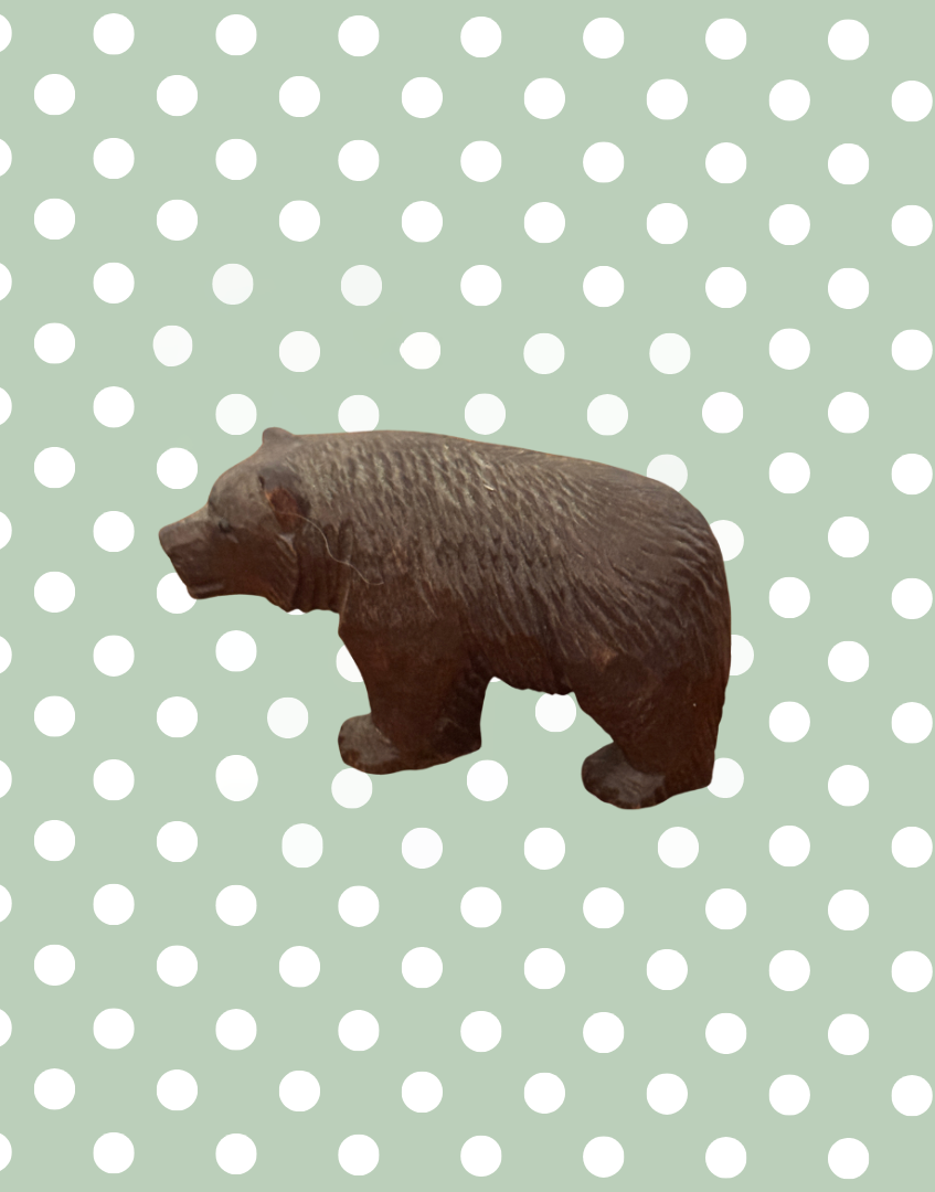 1930s hand carved wooden bear small decorative collectible