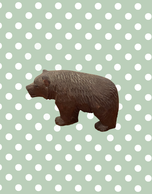 1930s hand carved wooden bear small decorative collectible