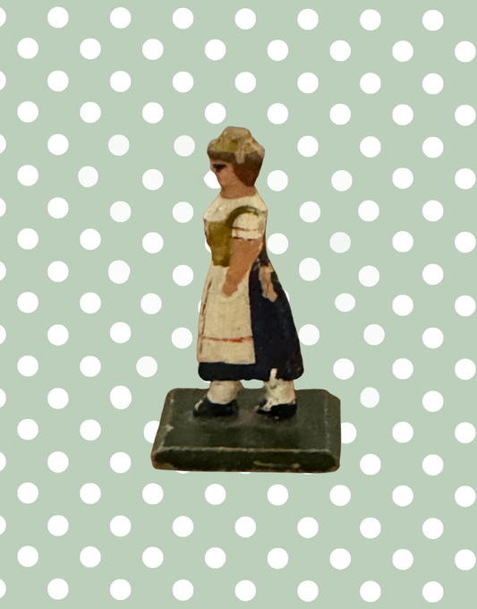 Vintage Hand Painted Erzgebirge Farm Woman Toy 