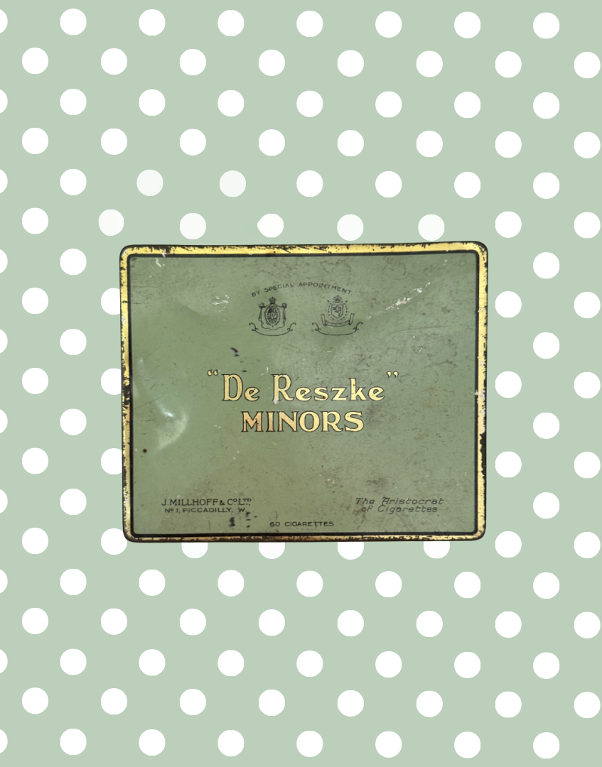 Vintage 'De Reszke Minors' Cigarette Tin in Green with Gold Typography