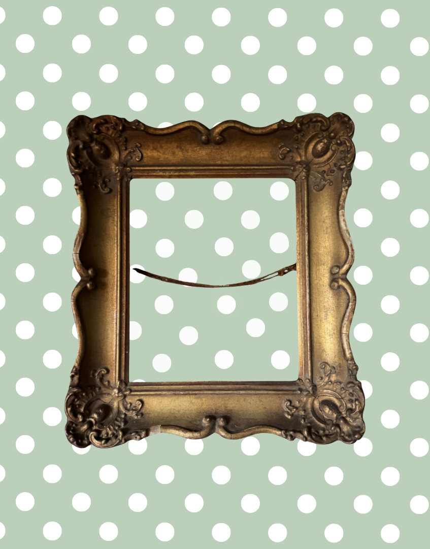 Antique Gilt Gesso Portrait Frame with Ornate Decorative Corners