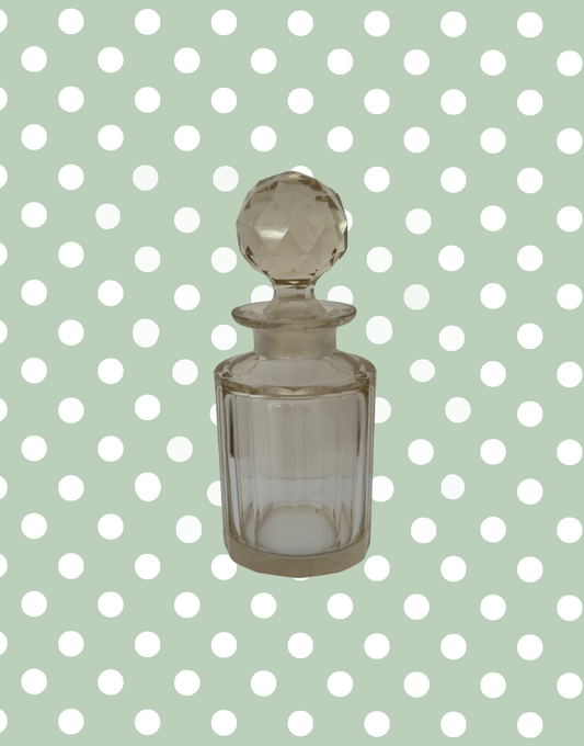 Medium Pretty Vintage Cut Glass Perfume Decanter Light Peach Vanity Bottle with Original Decorative 
