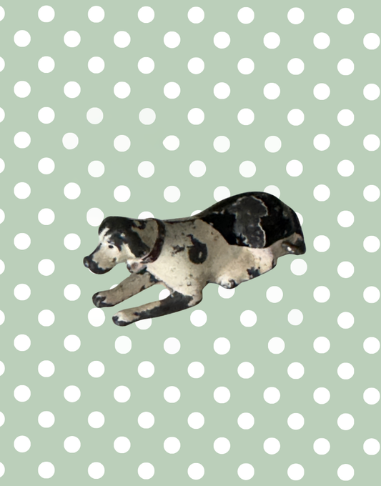 Britains Ltd Sitting Miniature Dog Toy Lead Toy Figurine Black & White 1920s Collectable