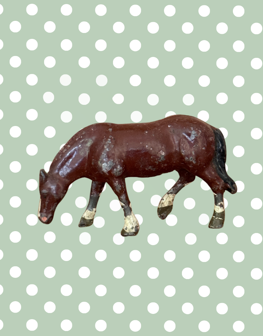 Vintage Elegant Medium Standing Chestnut Horse Figurine 1920s John Hill & Co Lead Farm Collectible