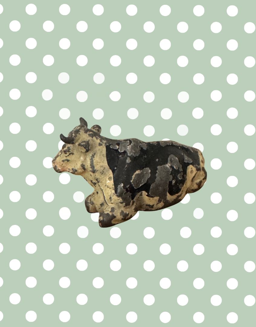 Large Laying Down Black & White Cow Figurine Toy