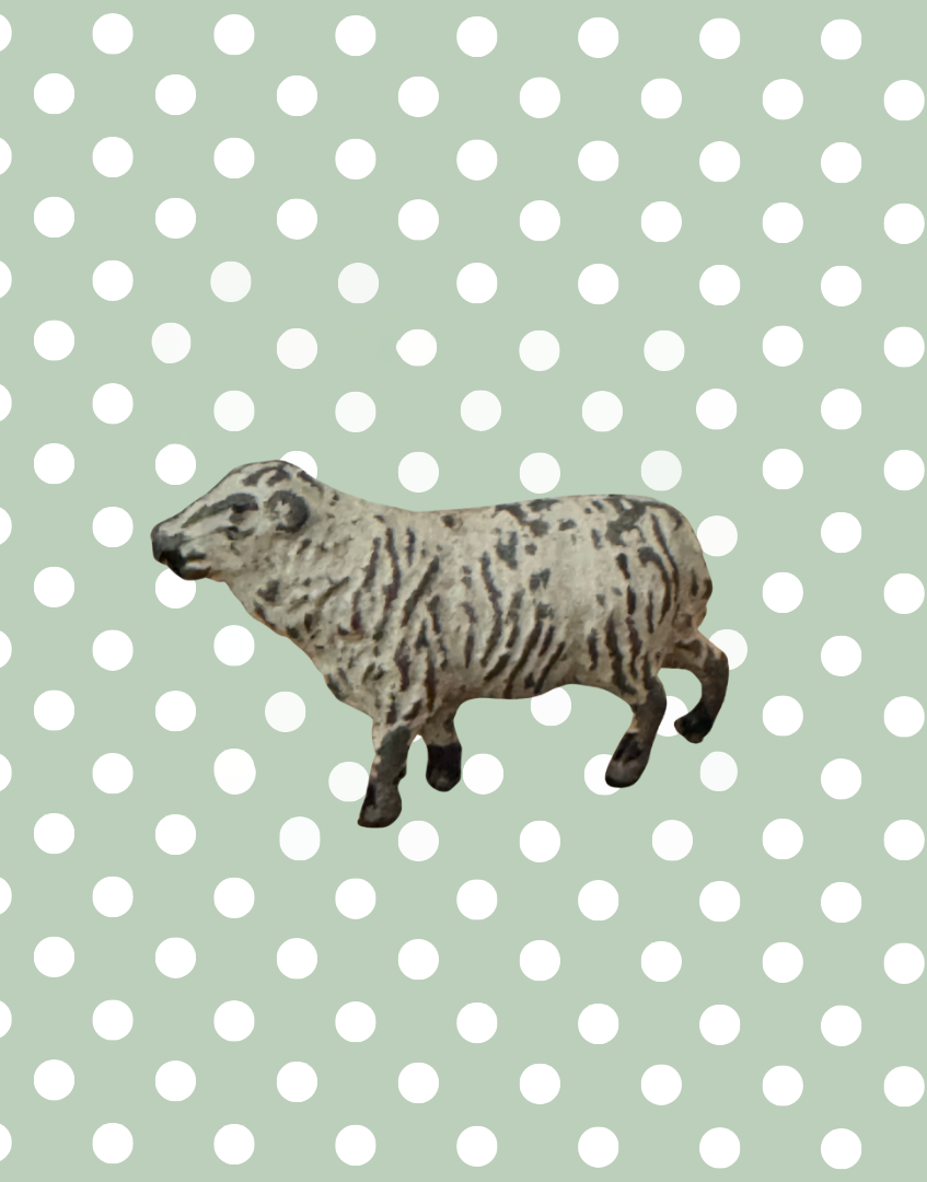 Small Standing Light Beige / White Britains Sheep Lead Figure