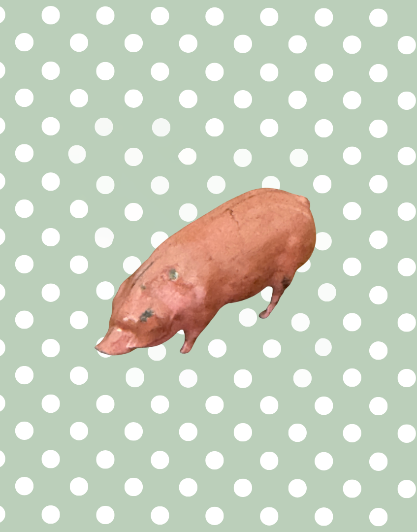 Glossy Characterful Medium Pink Pig Lead Figurine