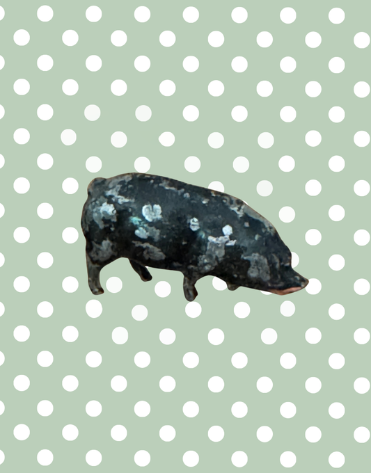 Charming Medium Black Britains Pig With Aged Patina 