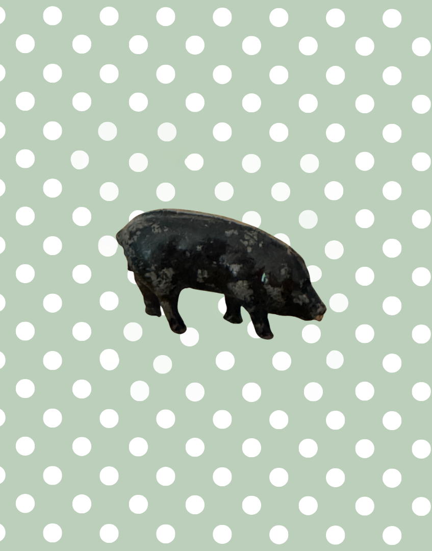 Miniature Black Standing Britains Pig Collectable Lead Figurine