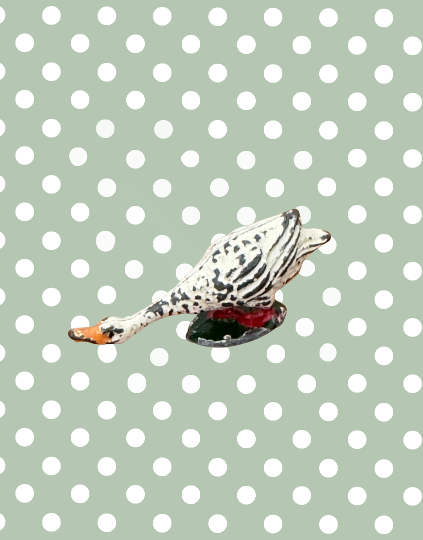 White hand painted vintage Britains goose figurine with neck down