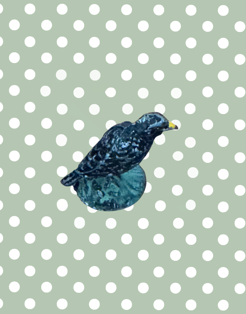 Striking Black Crow on Green Stand by Britains 