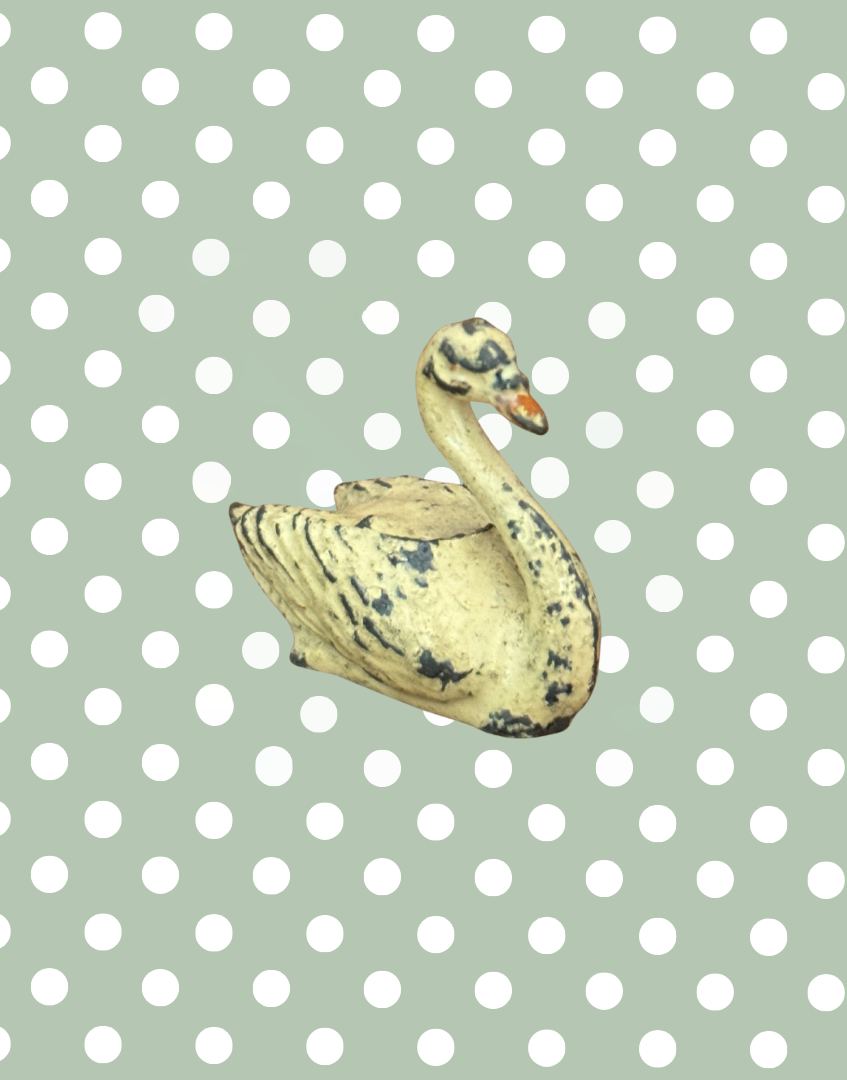 Elegant Cream Small Swan Swimming Figurine 1920s Britains Vintage Lead Toy Collectable