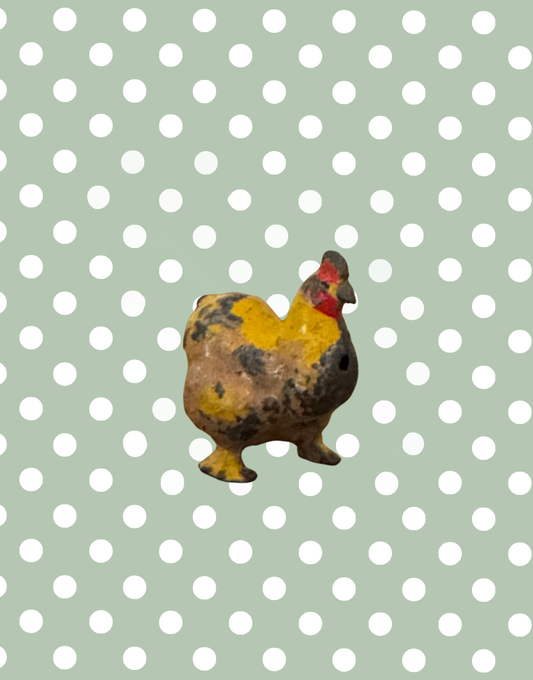 Front View of Sweet Miniature Yellow Cockerel Hand Painted Lead Figurine