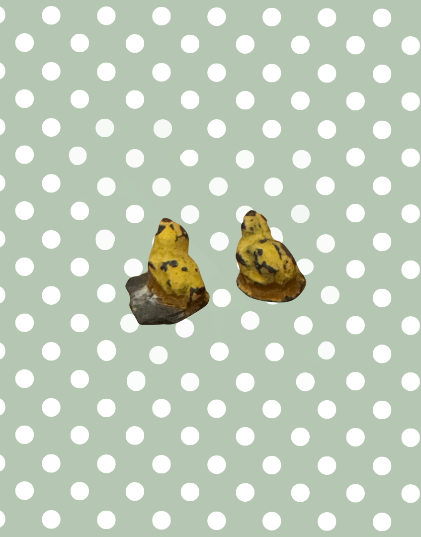Two Tiny Sweet Miniature Yellow Chick Figures on Stands