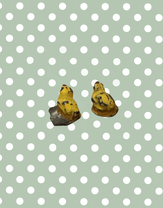 Two Tiny Sweet Miniature Yellow Chick Figures on Stands