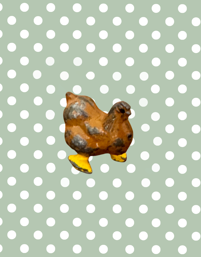 sweet small scale brown and yellow hand painted chicken lead farm collectable