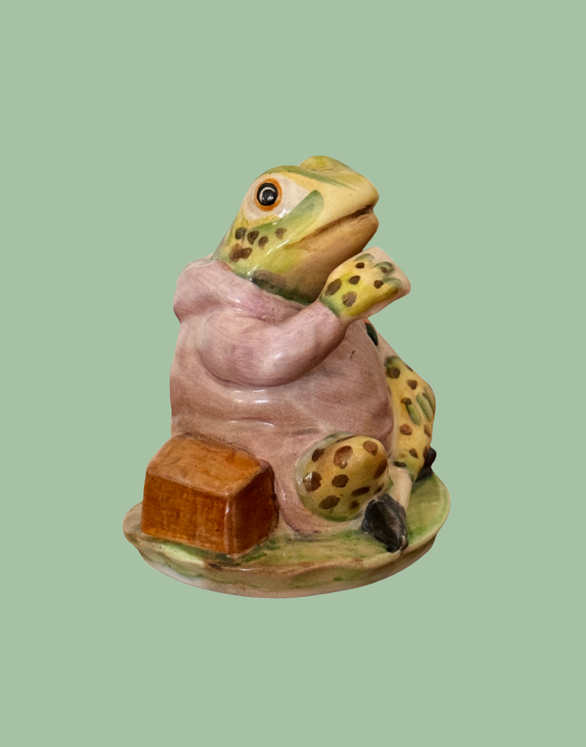 Vintage Beswick Jeremy Fisher Beatrix Potter figurine with BP-2a Gold Oval backstamp by Arthur Gredington