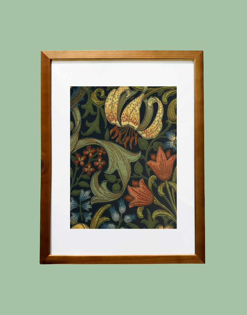Golden Lily – Indigo William Morris Framed Wall Art