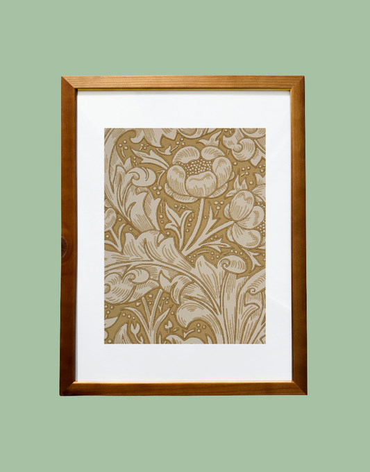 William Morris Bachelors Button Gold Classic Framed Vintage Wallpaper