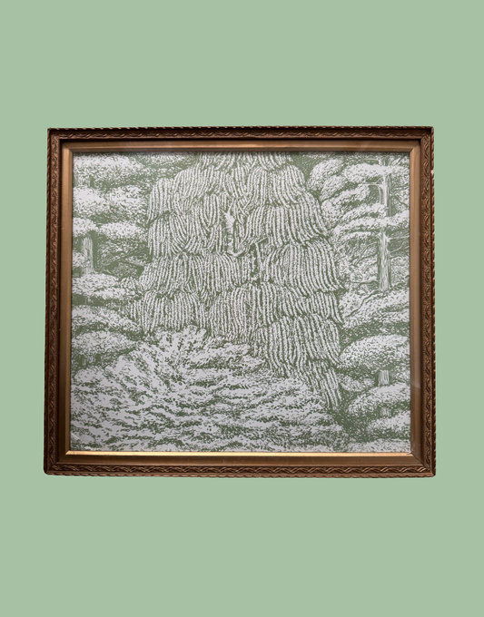 Sanderson 'Woodland Toile - Cream & Green' Classic British Framed Print in Decorative Vintage Gold Frame