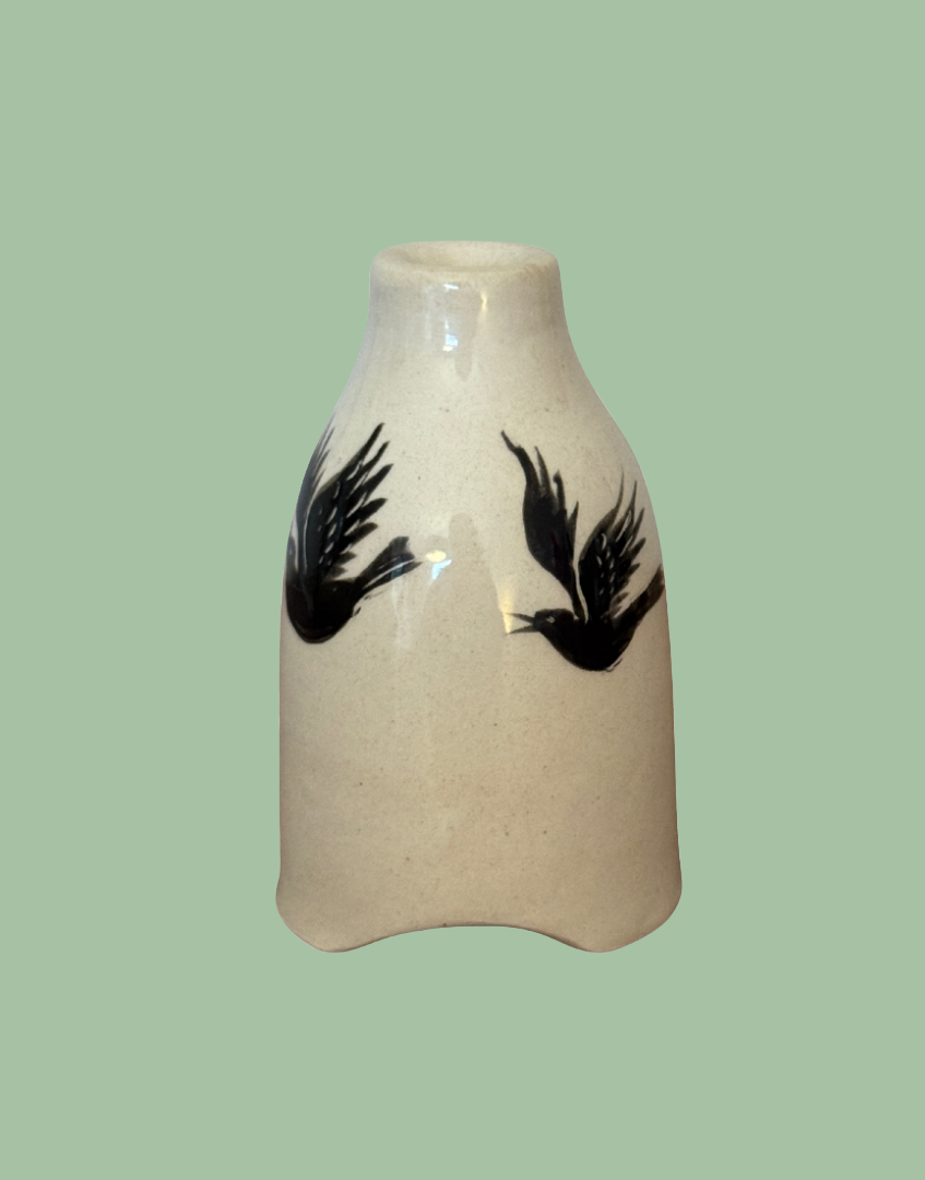 Stuart Bass Cream Pie Funnel with Black Bird Illustration