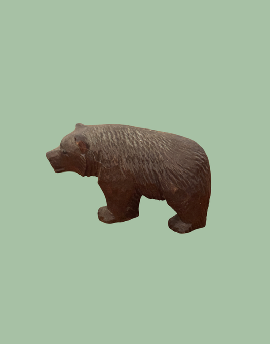 1930s hand carved wooden bear small decorative collectible