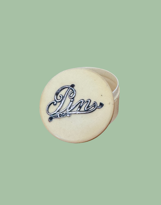 Edwardian sewing pin container  lid and ivory tone celluloid pot