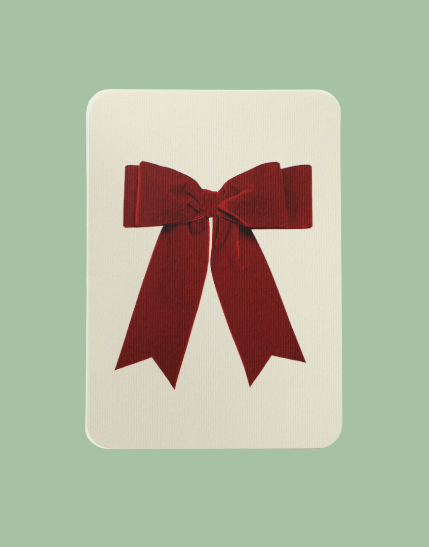 Classic Red Plush Velvet Bow Greeting Card Alexandra Simms for Canonbury Press