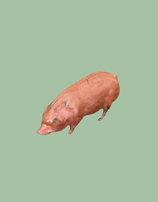 Glossy Characterful Medium Pink Pig Lead Figurine