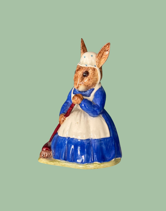Royal Doulton Mrs Bunnykins “Clean Sweep” DB6 Rabbit Ceramic Figure