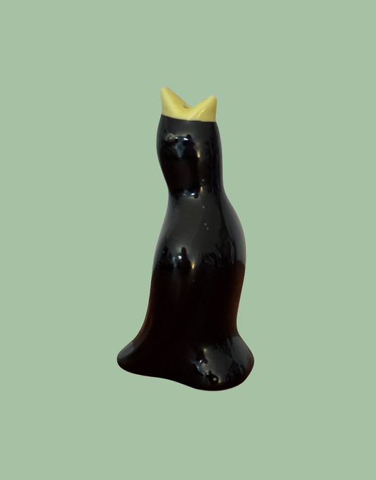 Vintage Black Pie Bird with Yellow Beak 