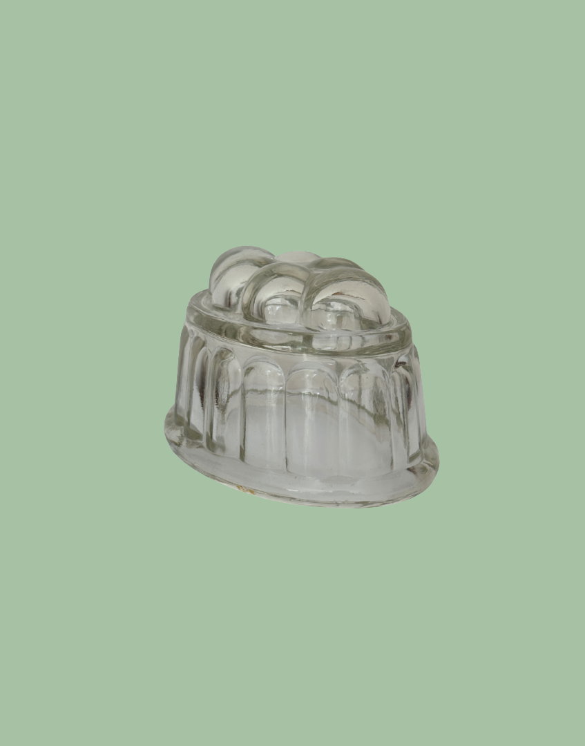  Small Vintage Clear Glass Jelly Mould 