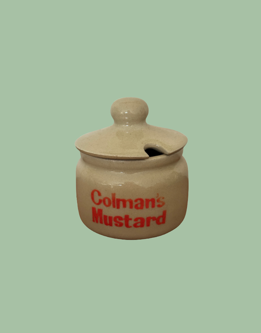 Vintage Stone Coloured Glazed Ceramic Coleman’s Mustard Pot