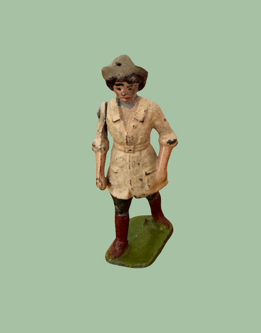 Original 1920s Britains Land Girl miniature farm figure representing British agricultural history