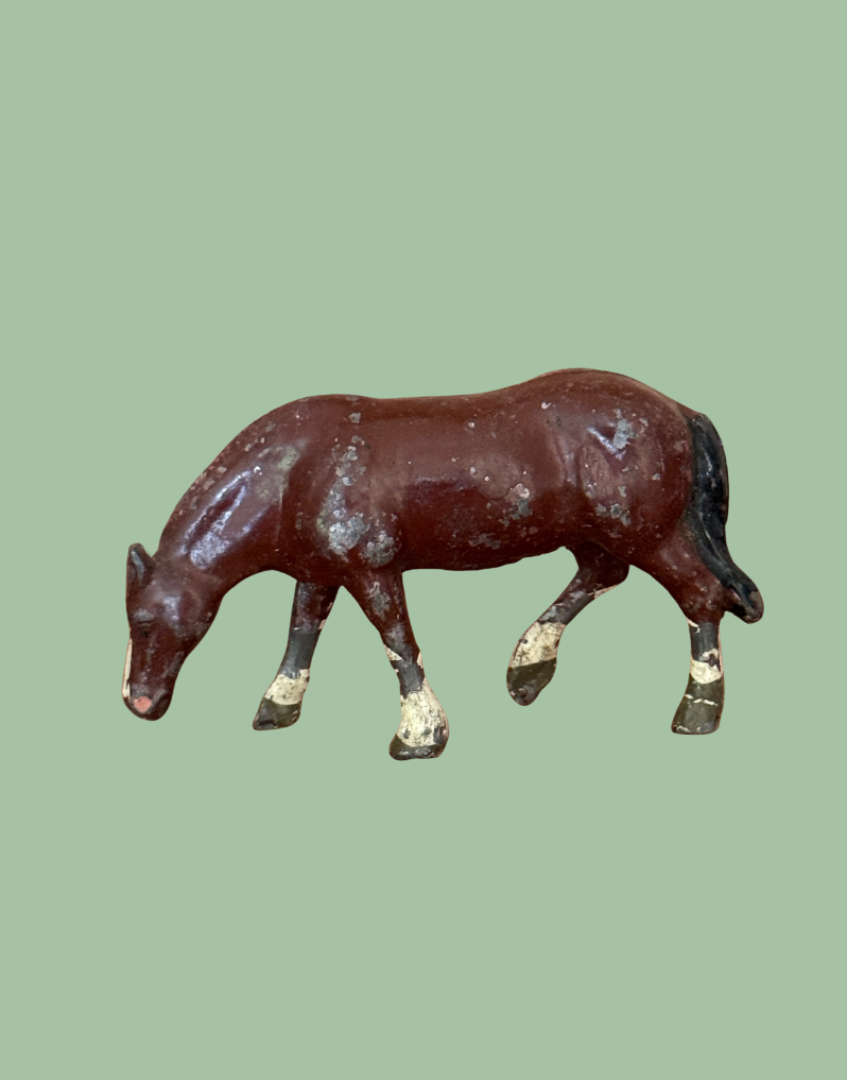 Vintage Elegant Medium Standing Chestnut Horse Figurine 1920s John Hill & Co Lead Farm Collectible