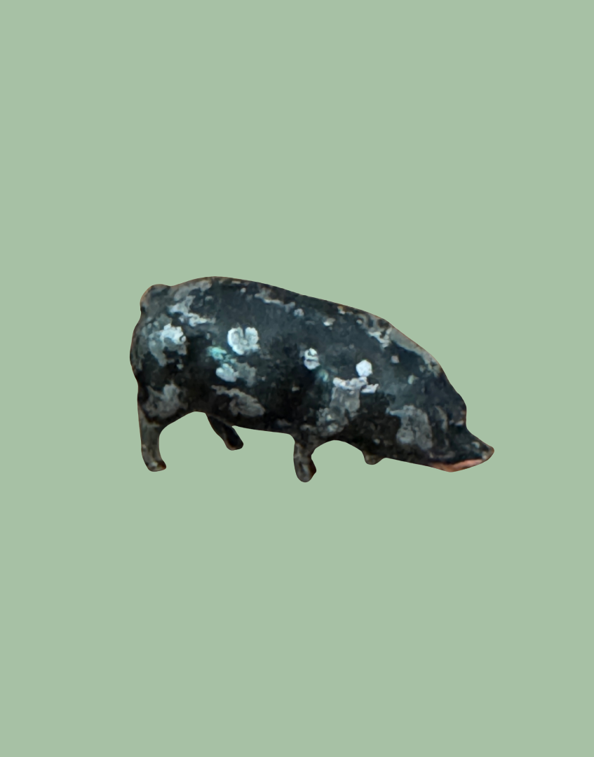 Charming Medium Black Britains Pig With Aged Patina 