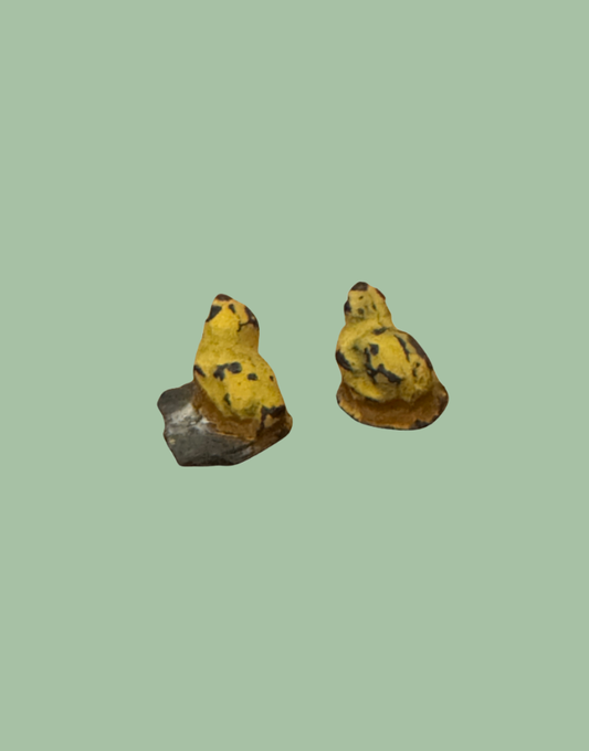Two Tiny Sweet Miniature Yellow Chick Figures on Stands
