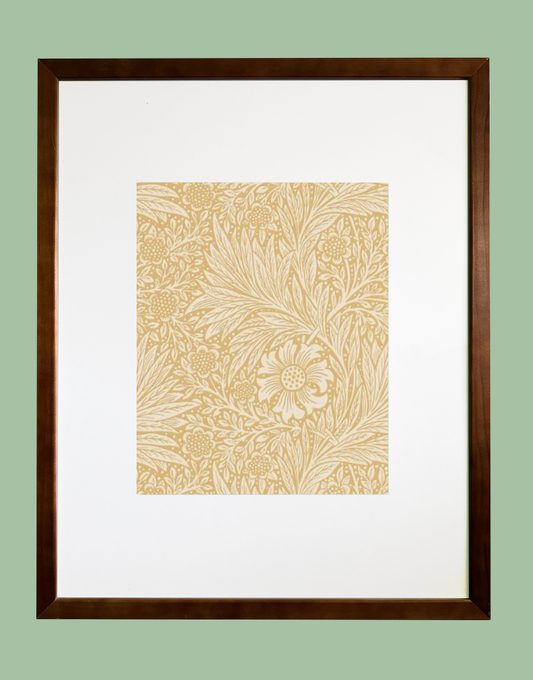 Dark Brown Wood Framed Print - William Morris ‘Marigold - Cowslip' Vintage Wall Decor