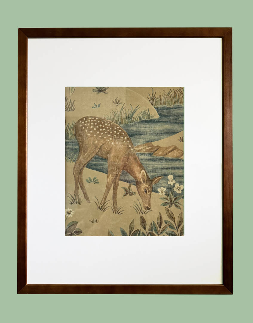 'The Brook' - Linen (Deer) Framed Print
