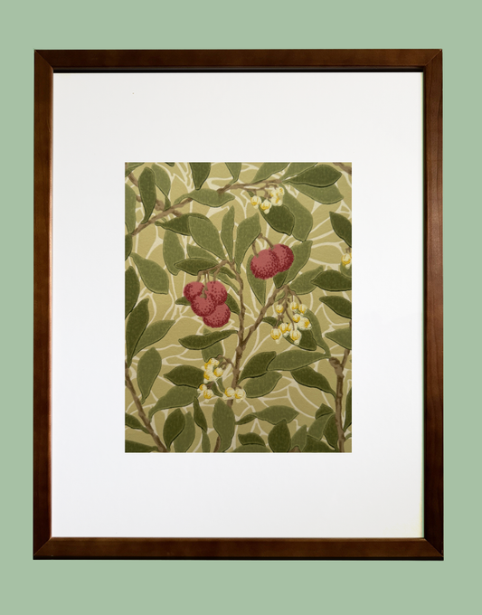 'Arbutus – Olive & Pink’Framed William Morris Wall Decor 