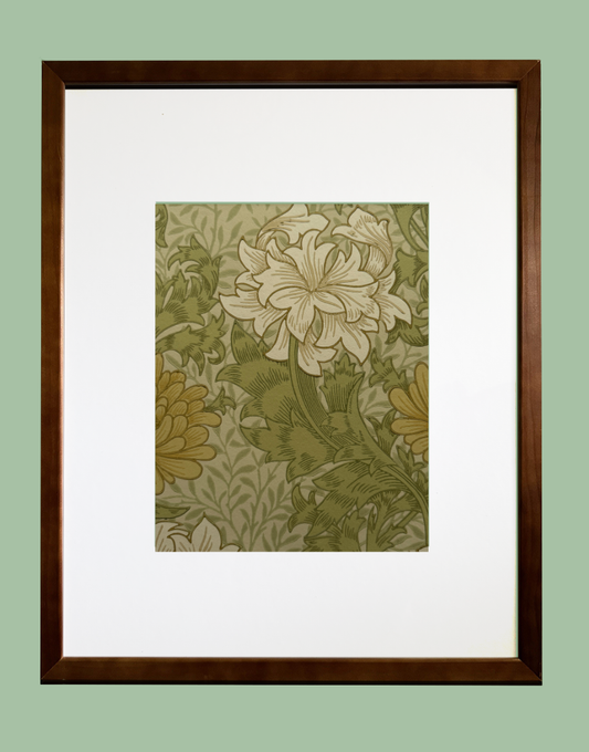 ‘Chrysanthemum – Pale Olive’ William Morris Unique Framed Print 