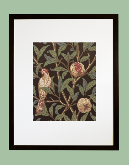William Morris ‘Bird & Pomegranate - Charcoal & Sage' Framed Wall Decor