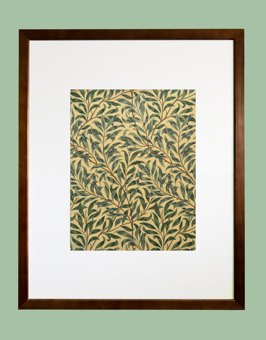 Willow Bough Minor (Privet) William Morris Framed Wall Art with Original Wallpaper Sample