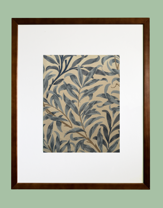 Willow Bough (Blue) William Morris Framed Wall Art with Original Wallpaper Sample