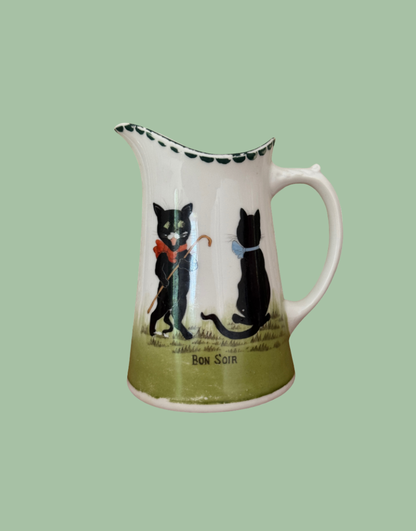 Antique Grimwades “Bon Soir” Black Cats Nursery Ware Jug 